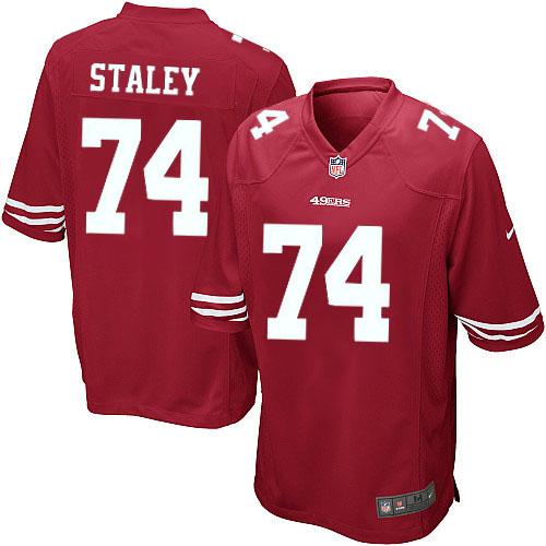 Nike 49ers #74 Joe Staley Red Team Color Youth Stitched NFL Elite Jersey